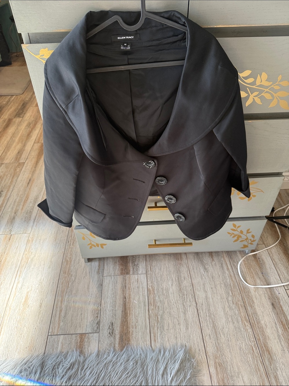 Ellen Tracy Black Draped Shawl Collar Blazer